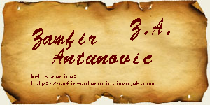 Zamfir Antunović vizit kartica